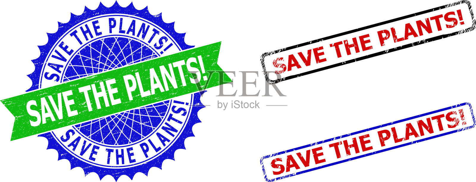 保存植物惊叹号，莲座和长方形插画图片素材