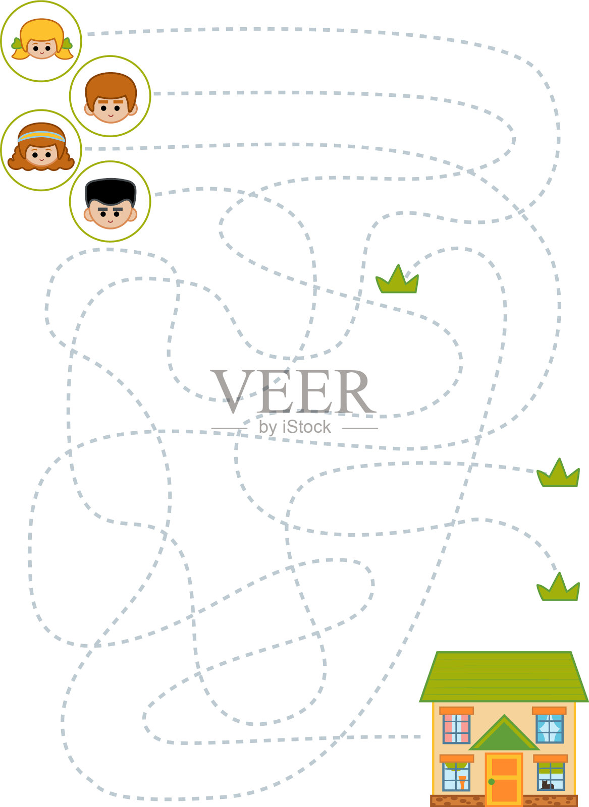 迷宫游戏适合男孩女孩和孩子们玩设计元素图片