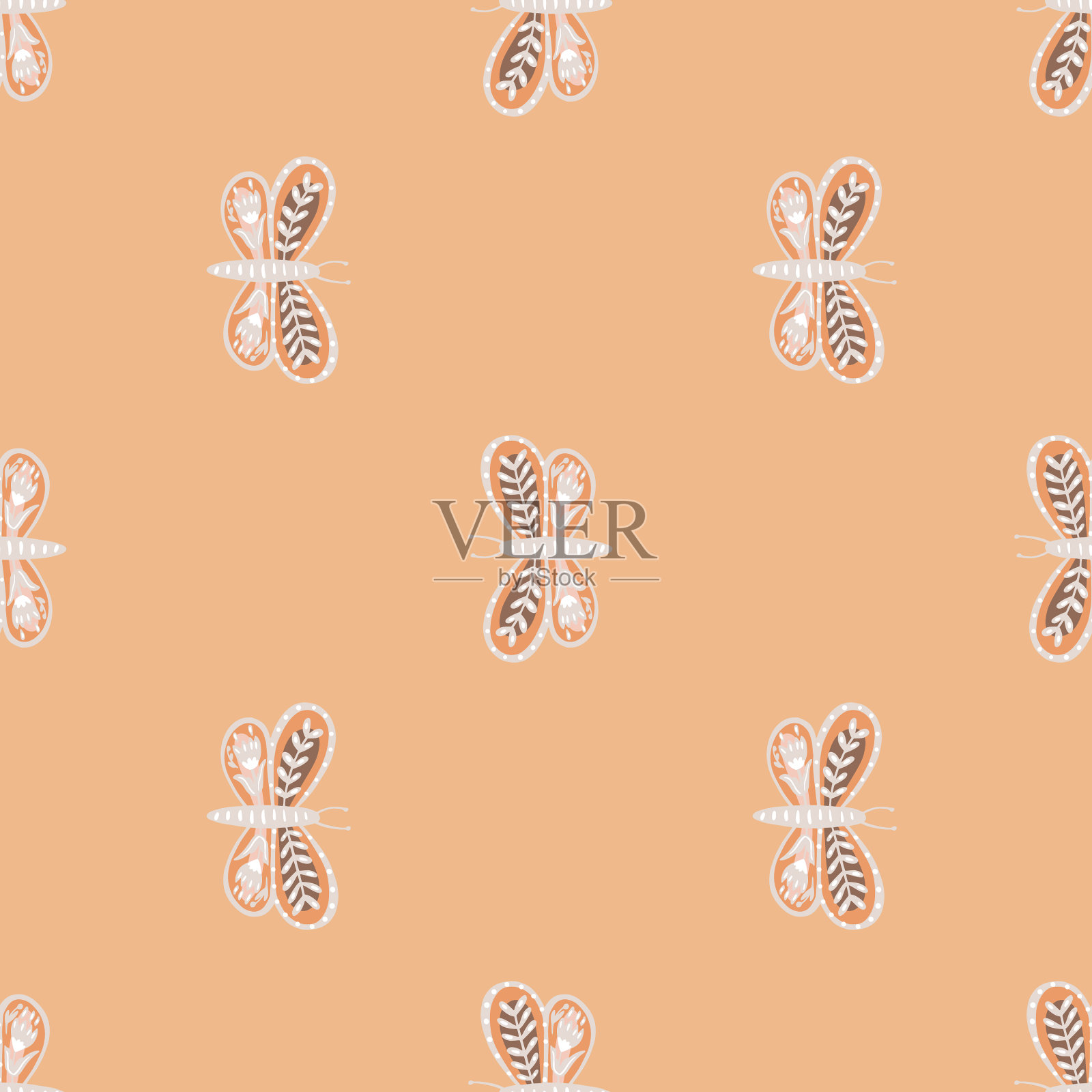 灰色装饰蝴蝶民间形状印花插画图片素材