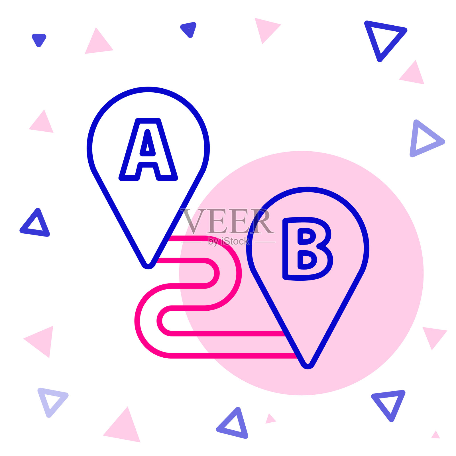 线路路线位置图标隔离在白色上插画图片素材