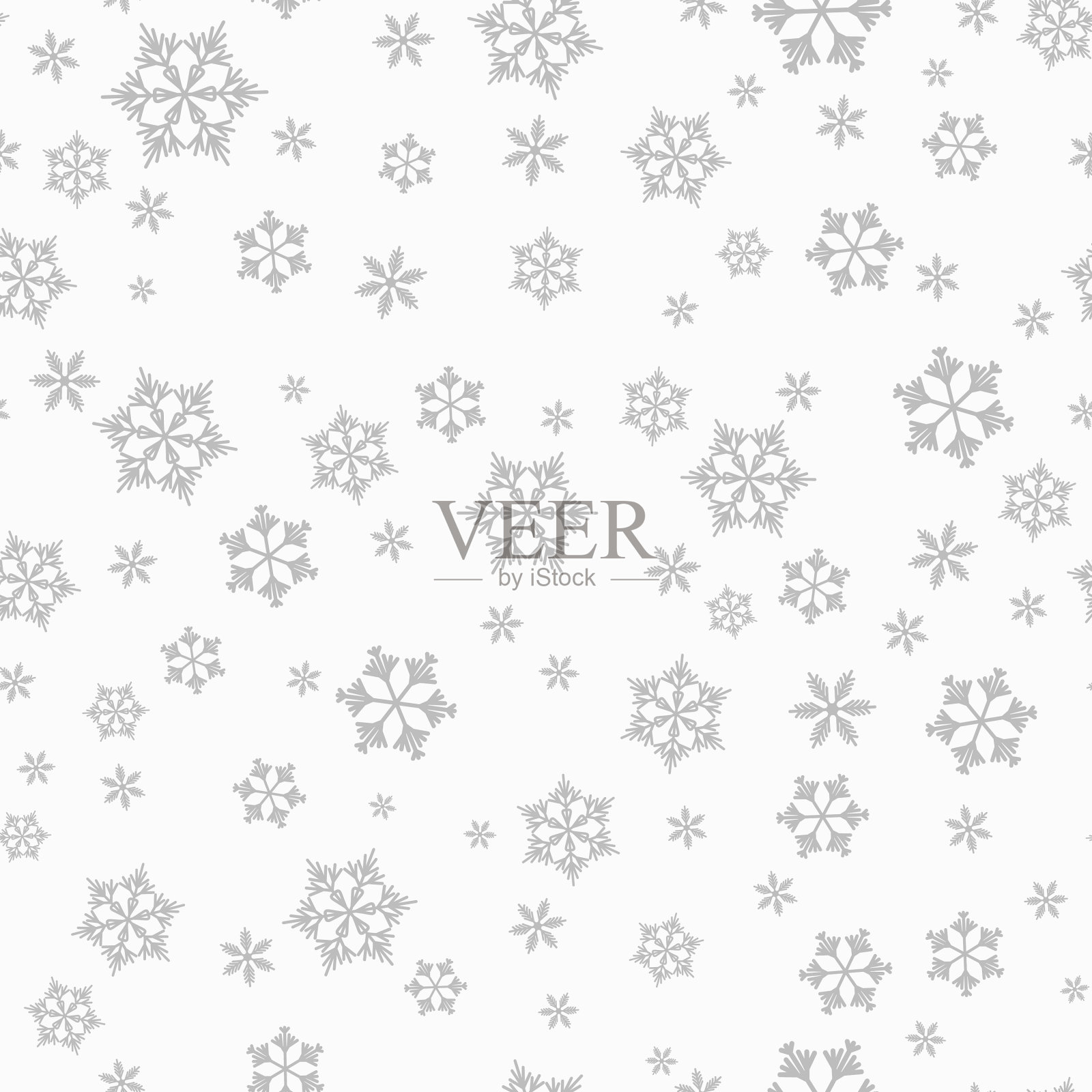 冬天的无缝图案上有灰色的雪花插画图片素材