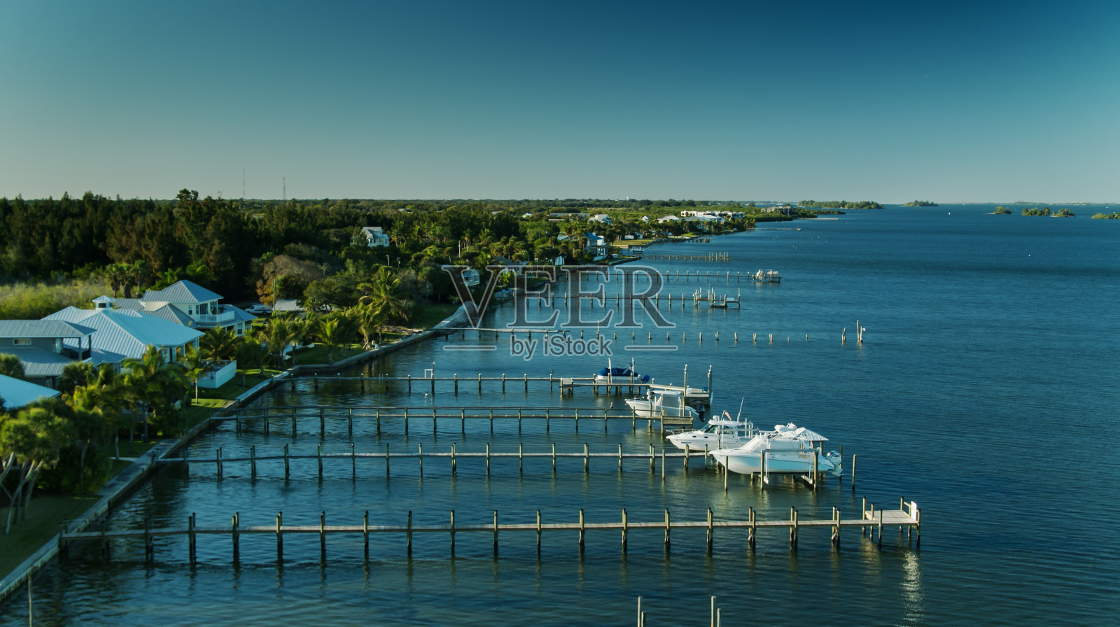 沿印度河的私人码头-空中照片摄影图片