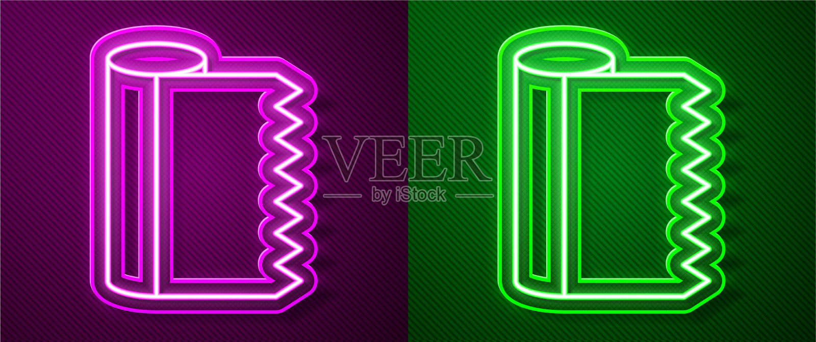 发光的霓虹线织物卷图标插画图片素材