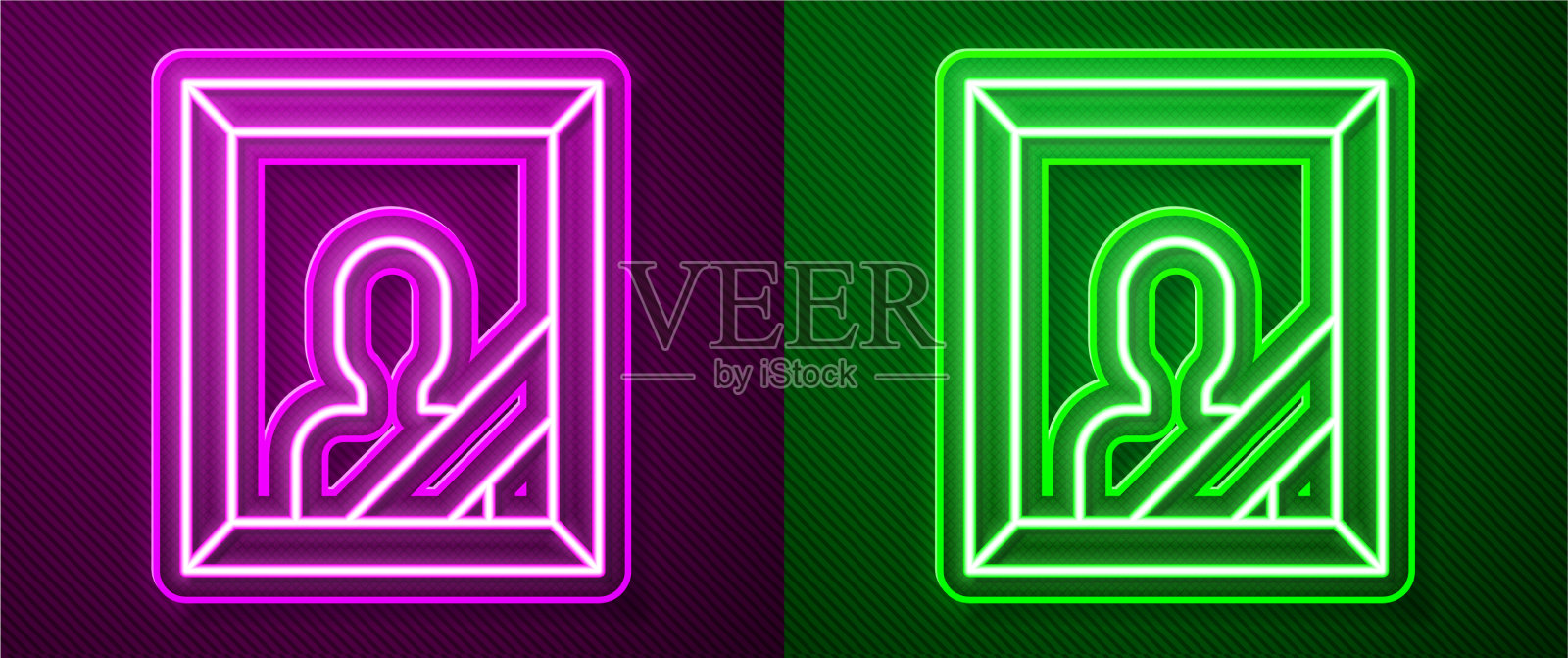 发光的霓虹线黑色丧服相框插画图片素材