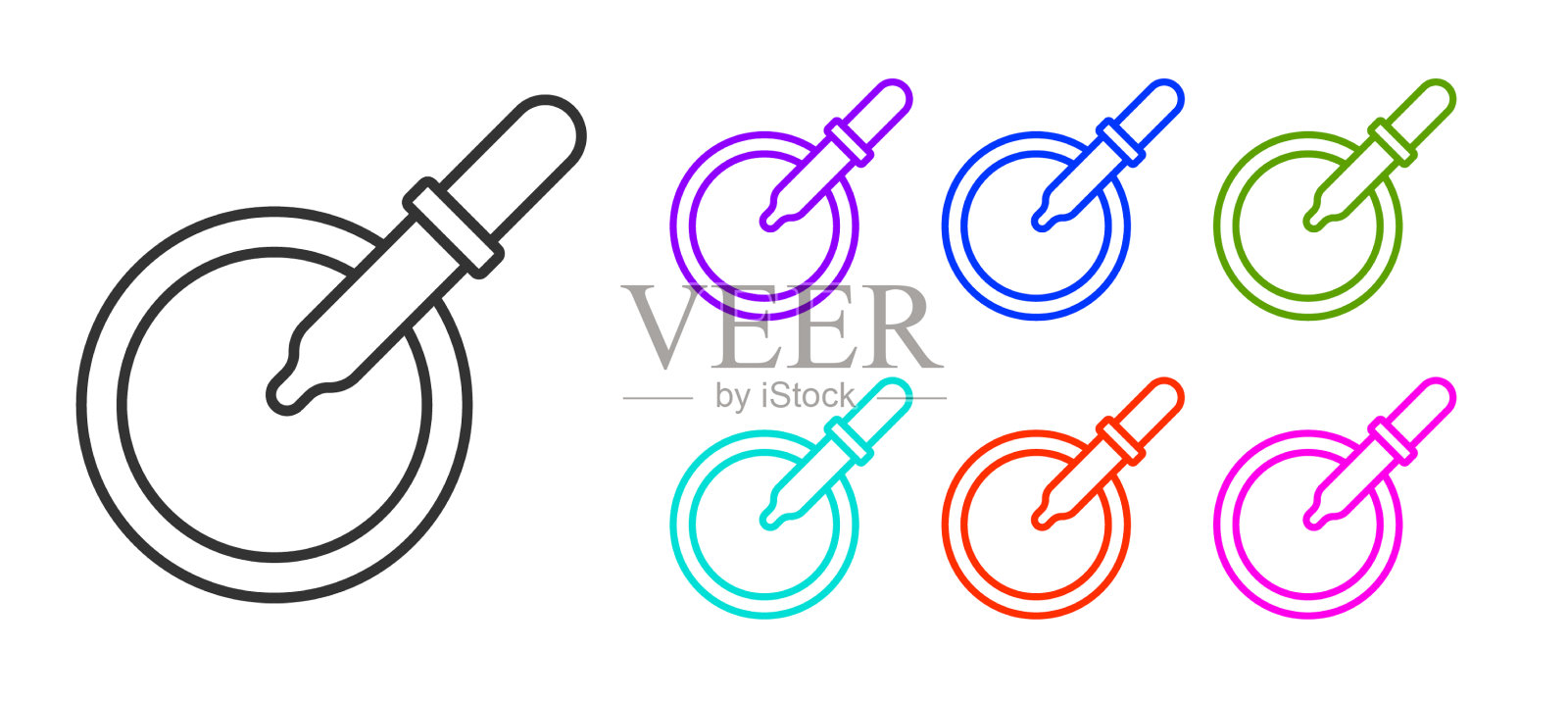 带吸管图标的黑色线培养皿被隔离图标素材