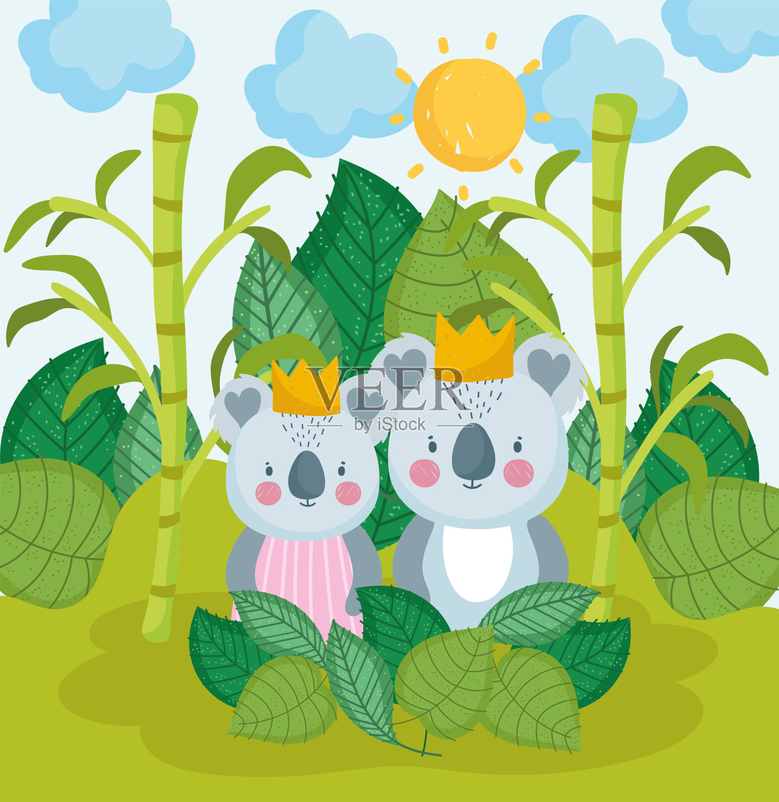 丛林里可爱的考拉插画图片素材