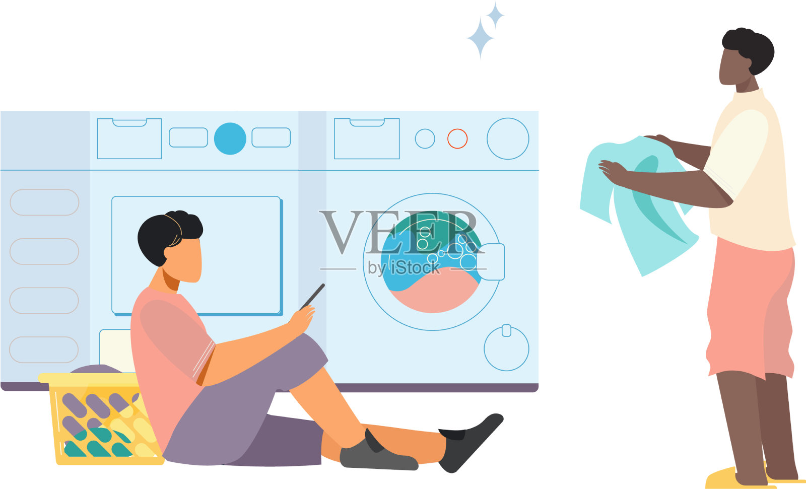 平的洗衣房插画图片素材