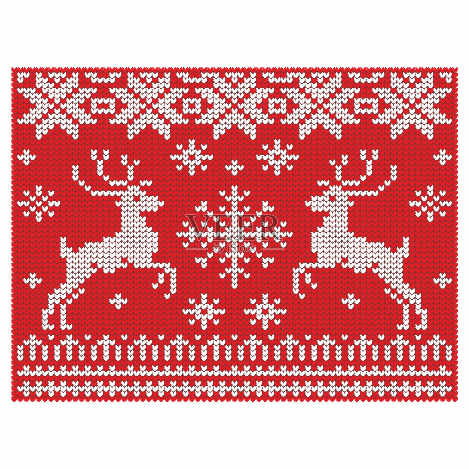 针织。圣诞节向量背景。鹿和雪。插画图片素材