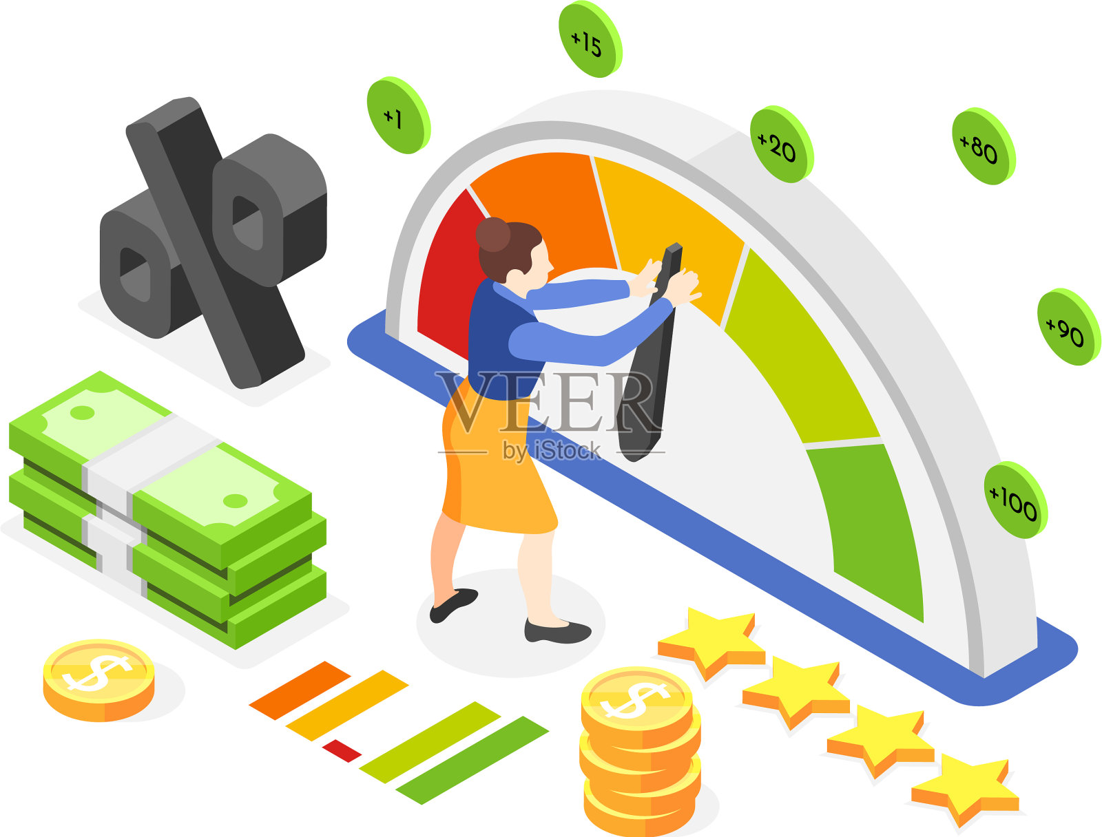 信用评分等距构成设计元素图片