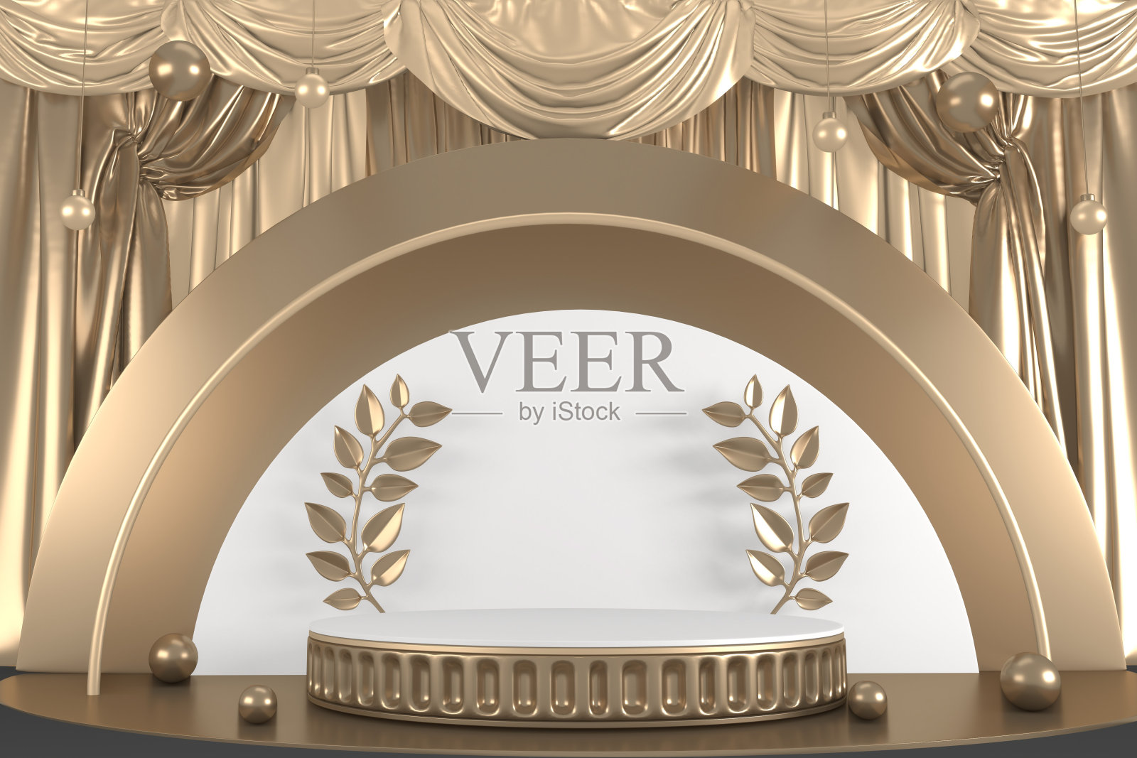 白色裙摆显示化妆品几何。三维渲染照片摄影图片