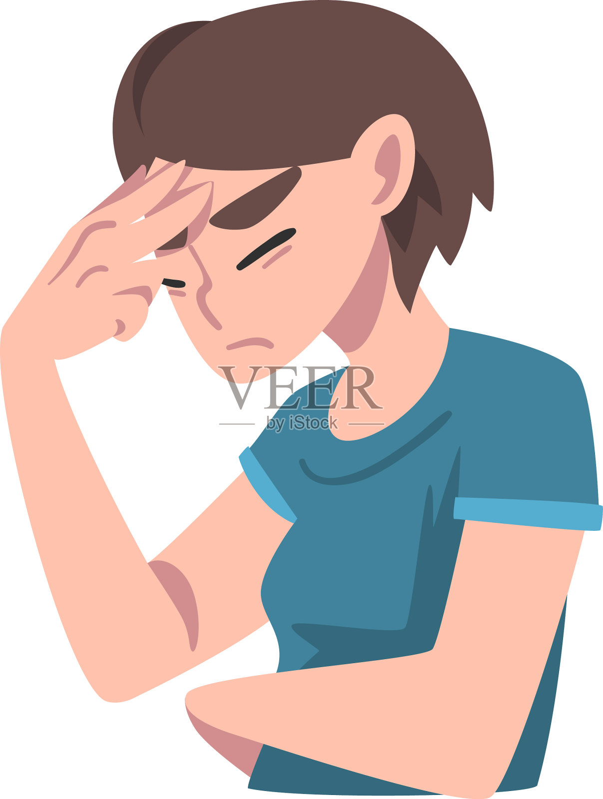 患有搏动性头痛的年轻女子设计元素图片