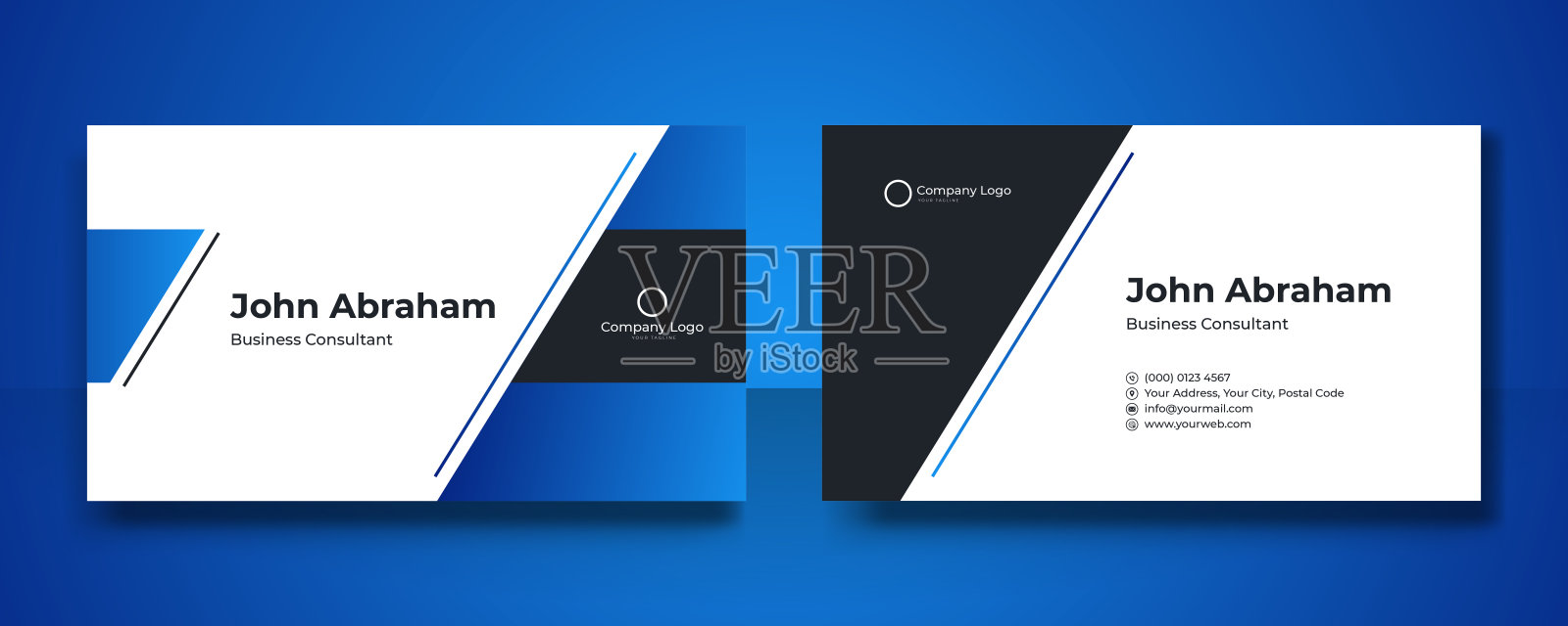 具有现代企业理念的名片模板。创意优雅的名片和名片设计设计模板素材