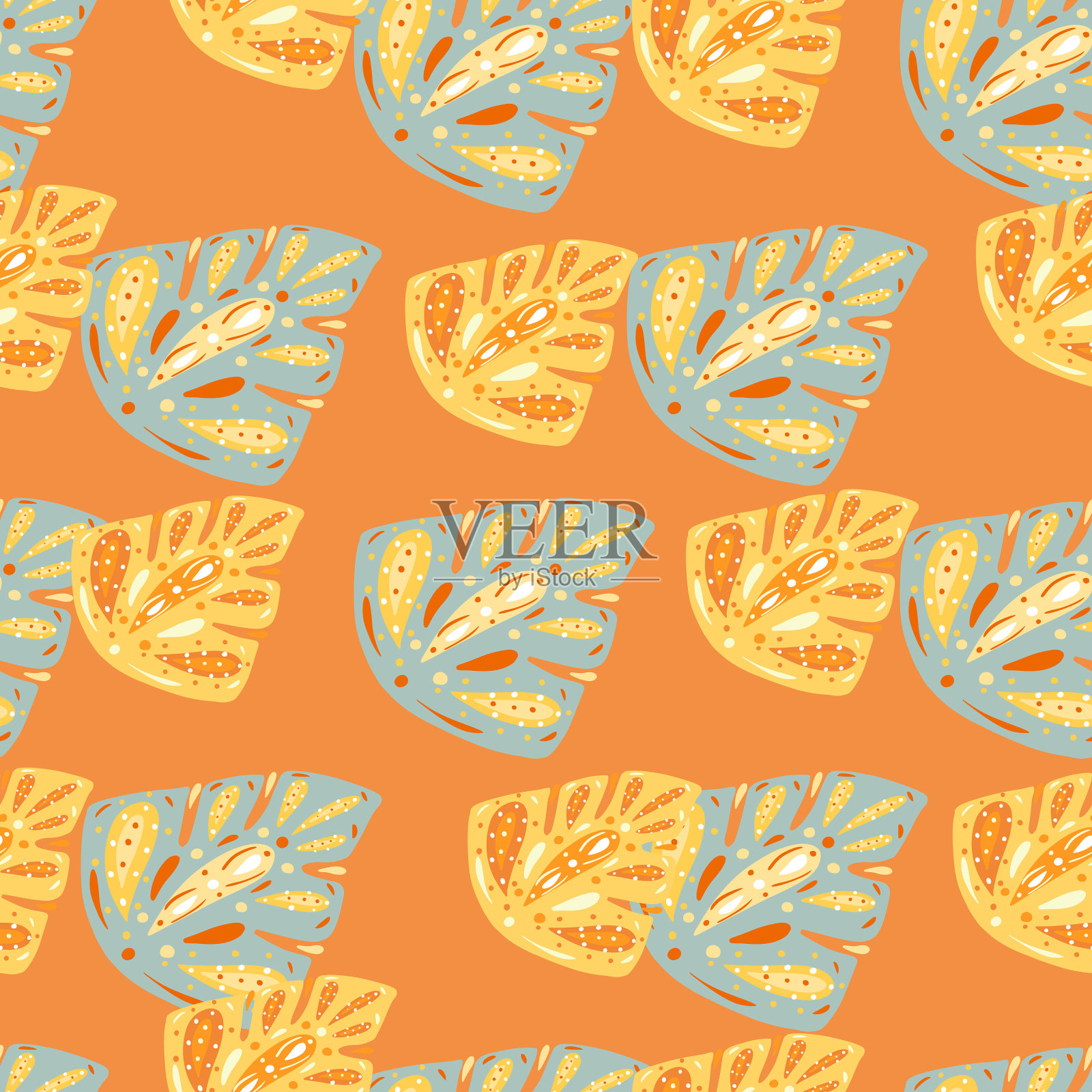 黄蓝相间的抽象异域无缝图案插画图片素材