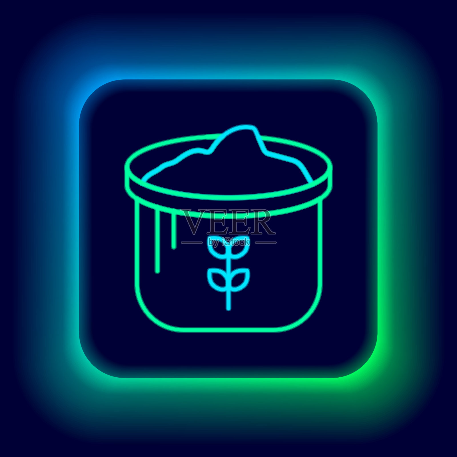 发光的霓虹灯线袋面粉图标孤立插画图片素材