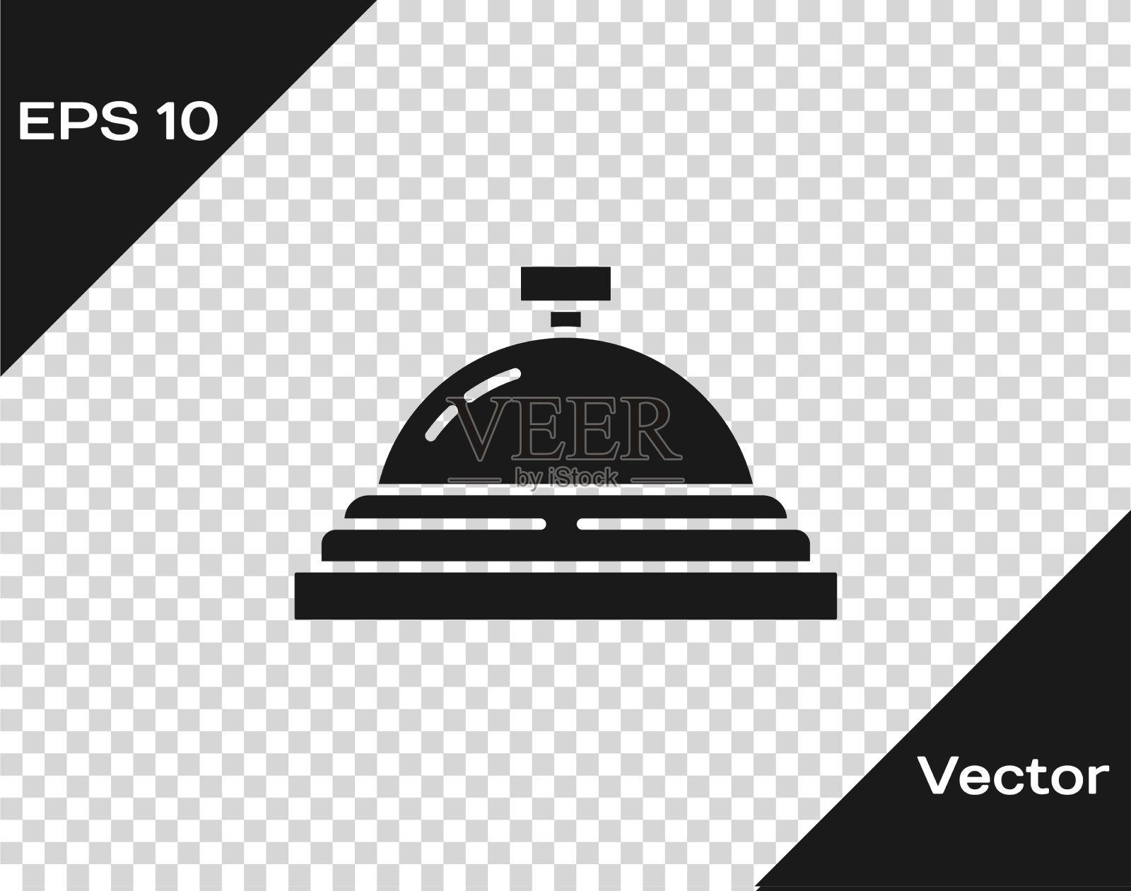 黑色酒店服务钟图标孤立上插画图片素材