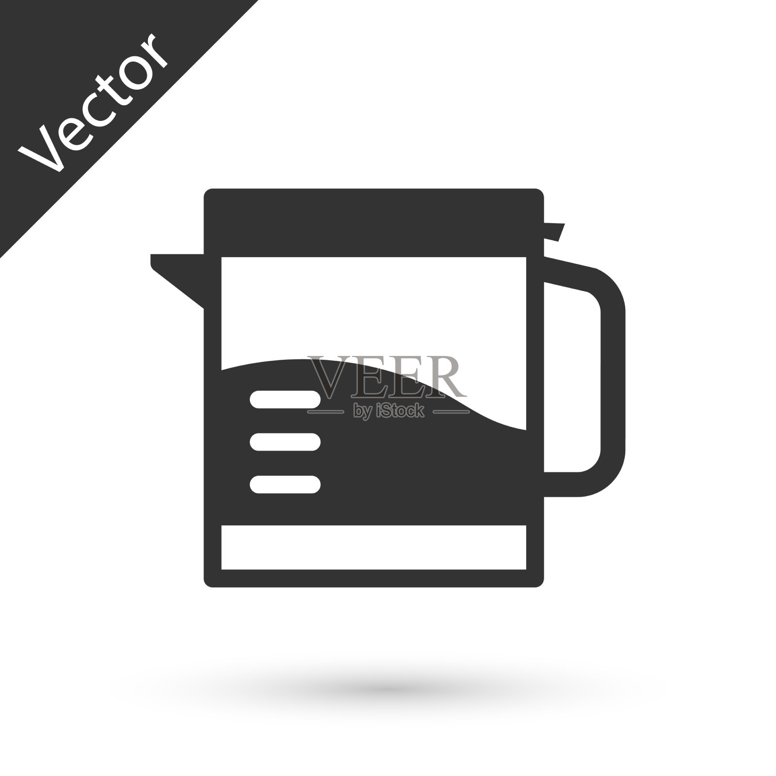 灰色水壶图标孤立在白色上插画图片素材