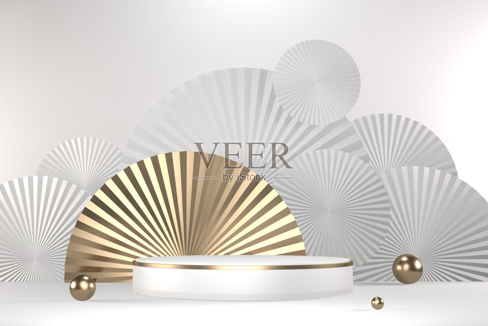 花岗岩六角形白色设计，白色背景简约。三维渲染照片摄影图片