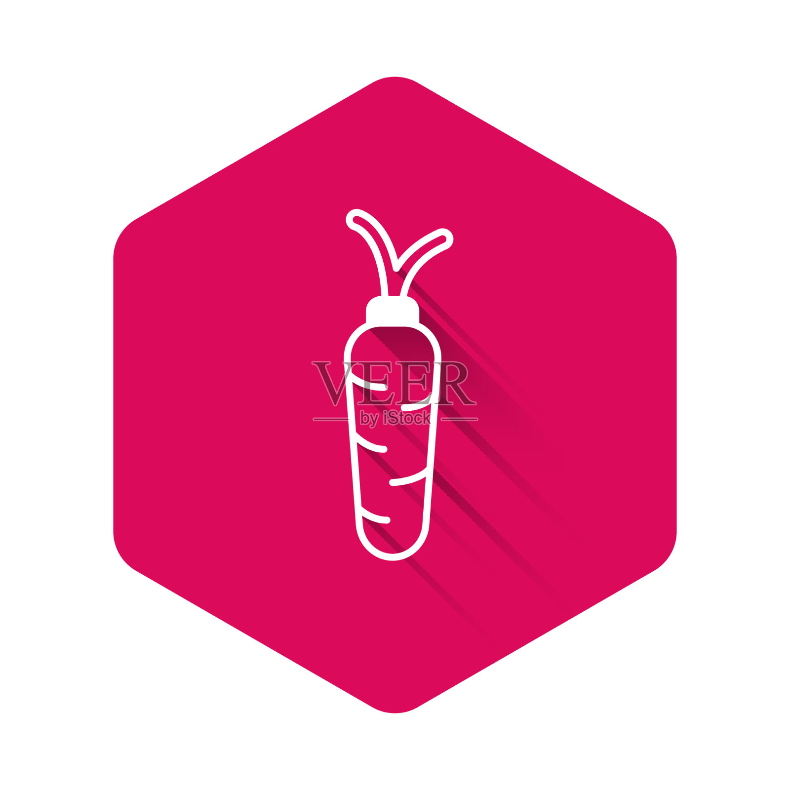 白色胡萝卜图标孤立与长影子插画图片素材