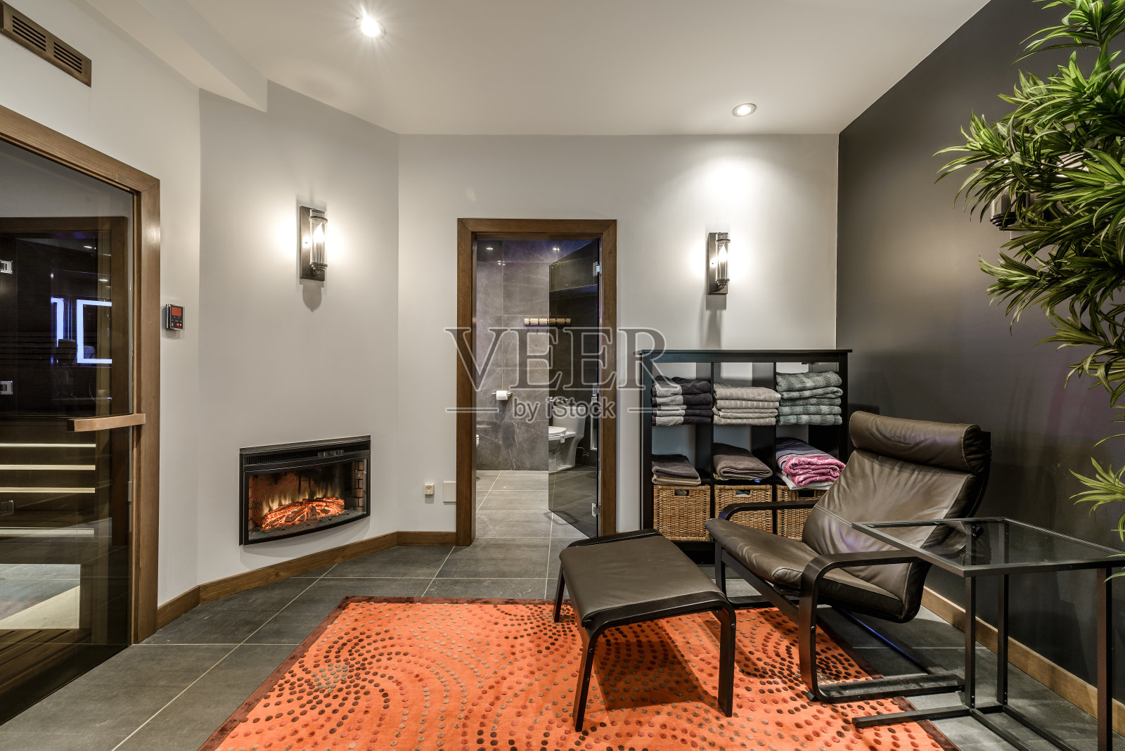 豪华的加拿大住宅，有许多木制品，家具和舞台照片摄影图片