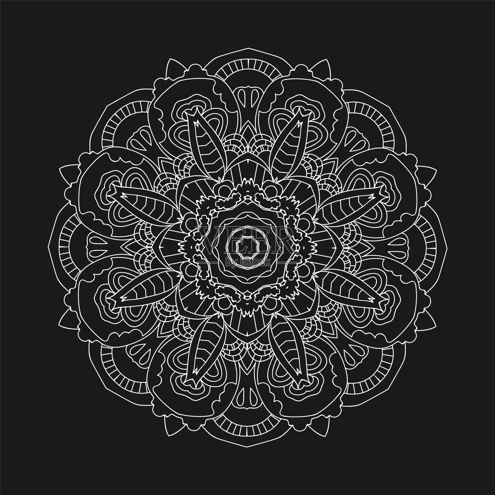 白色曼荼罗手工民族装饰元素插画图片素材