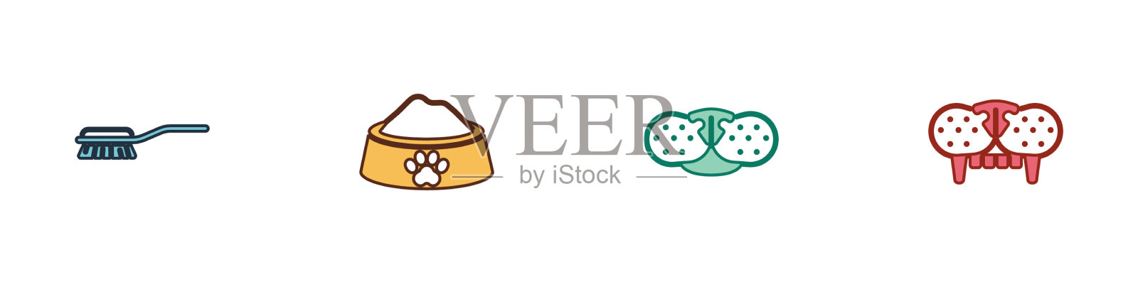 为猫和狗设置毛刷图标素材