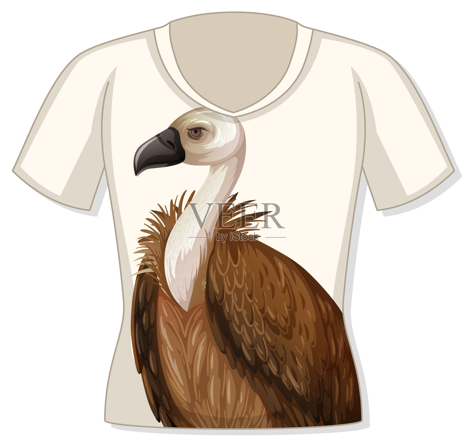 t恤前面有秃鹫图案插画图片素材