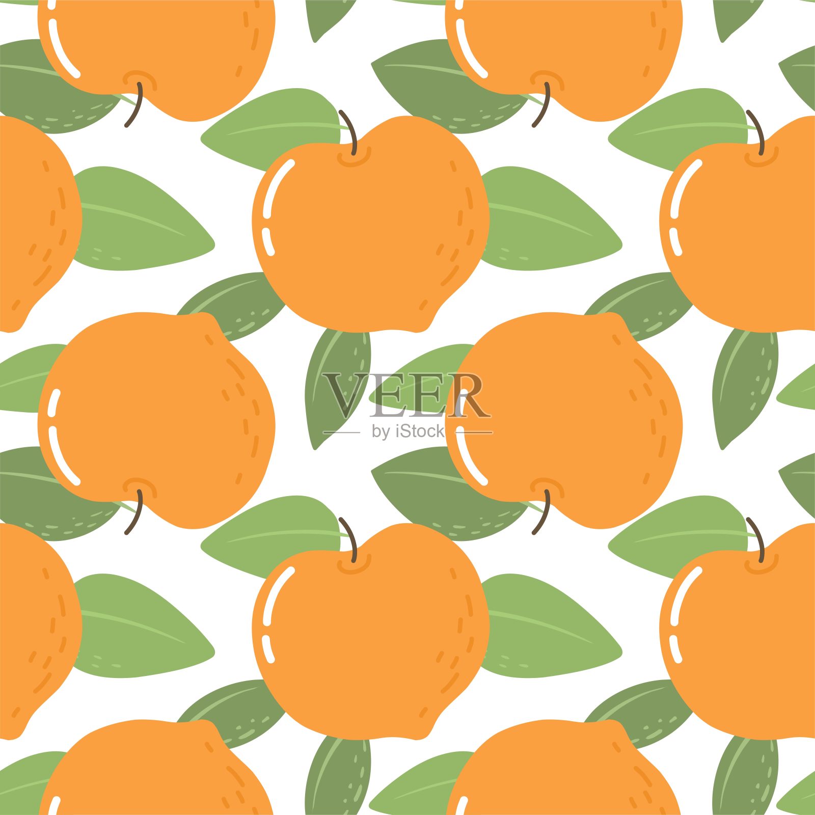 无缝图案与桃子。壁纸、织物和纸张的亮丽图案。向量。插画图片素材