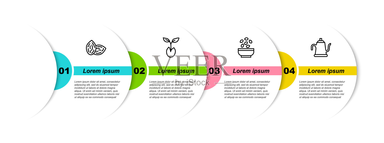 将种子种在碗中发芽并浇水插画图片素材