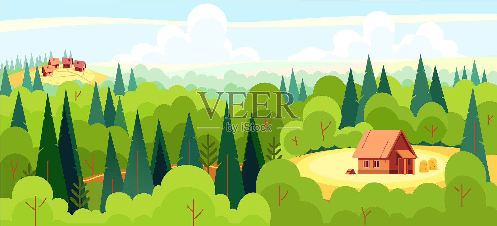 中世纪童话中神奇的风景全景插画图片素材