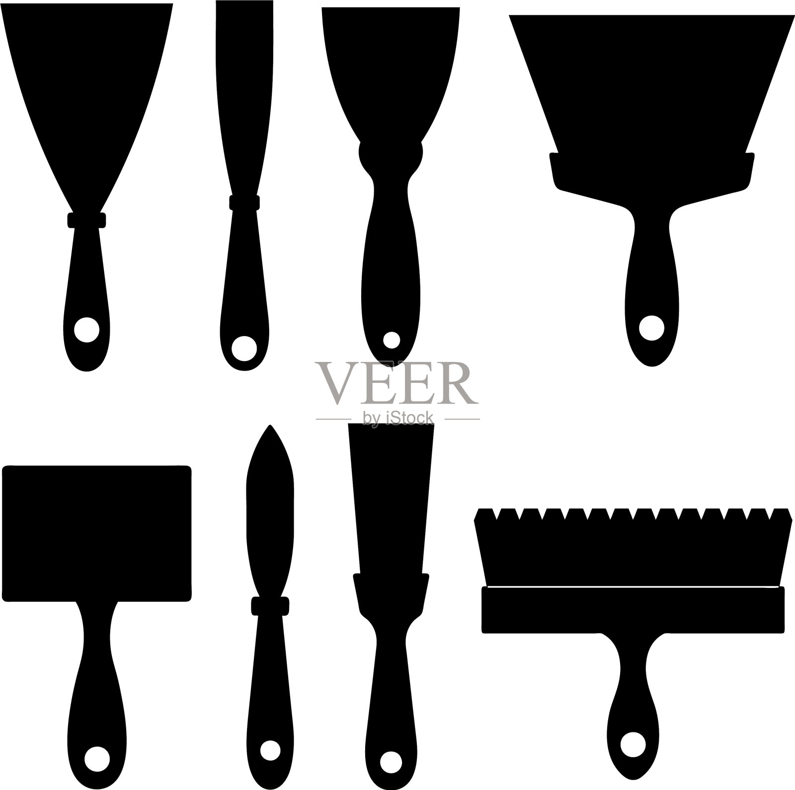 不同施工刮刀插画图片素材