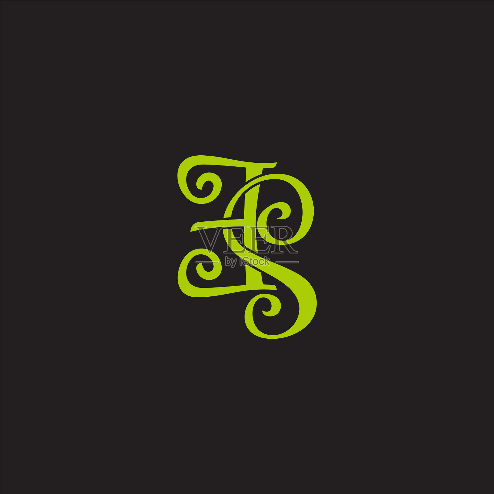 字母es曲线绿色丝带标志插画图片素材