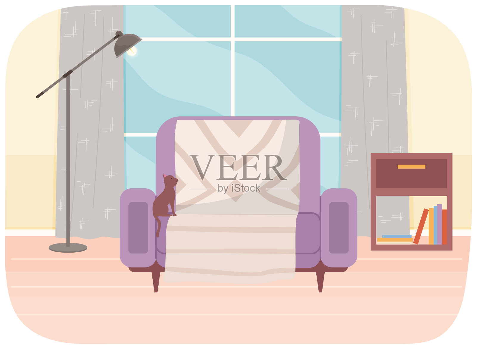 平面设计室内。公寓家具的规划与布置。客厅。家里的生活方式。风格的房子插画图片素材