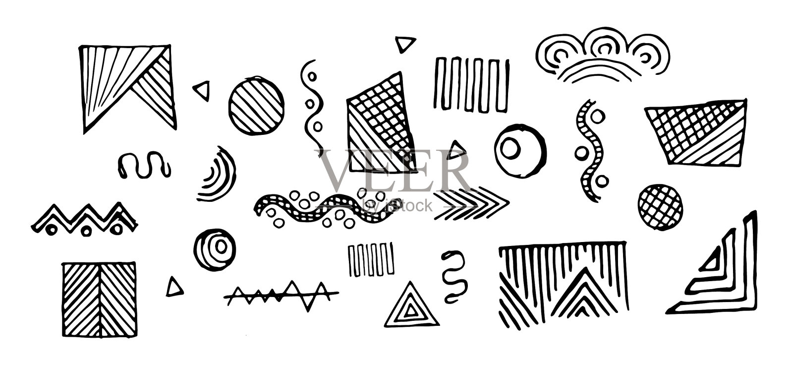 黑色的涂鸦孤立在白色的背景上插画图片素材