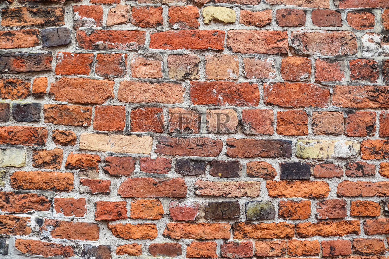 老红砖墙。纹理古老的风化砖墙全景背景纹理照片摄影图片