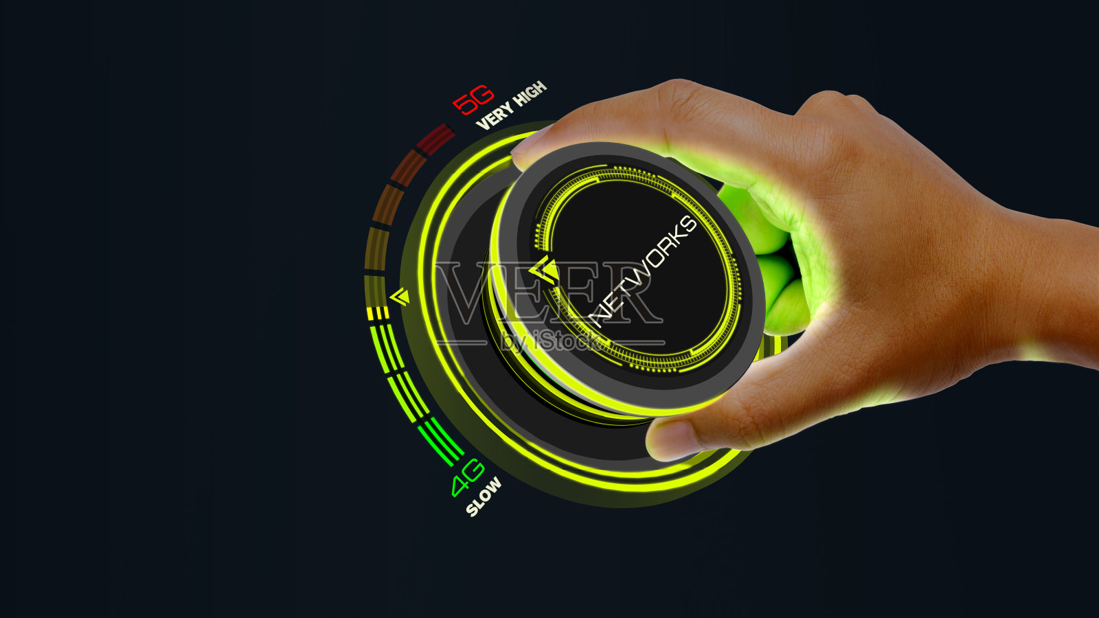 5g技术概念与旋钮改变速度4G到5g和反向照片摄影图片
