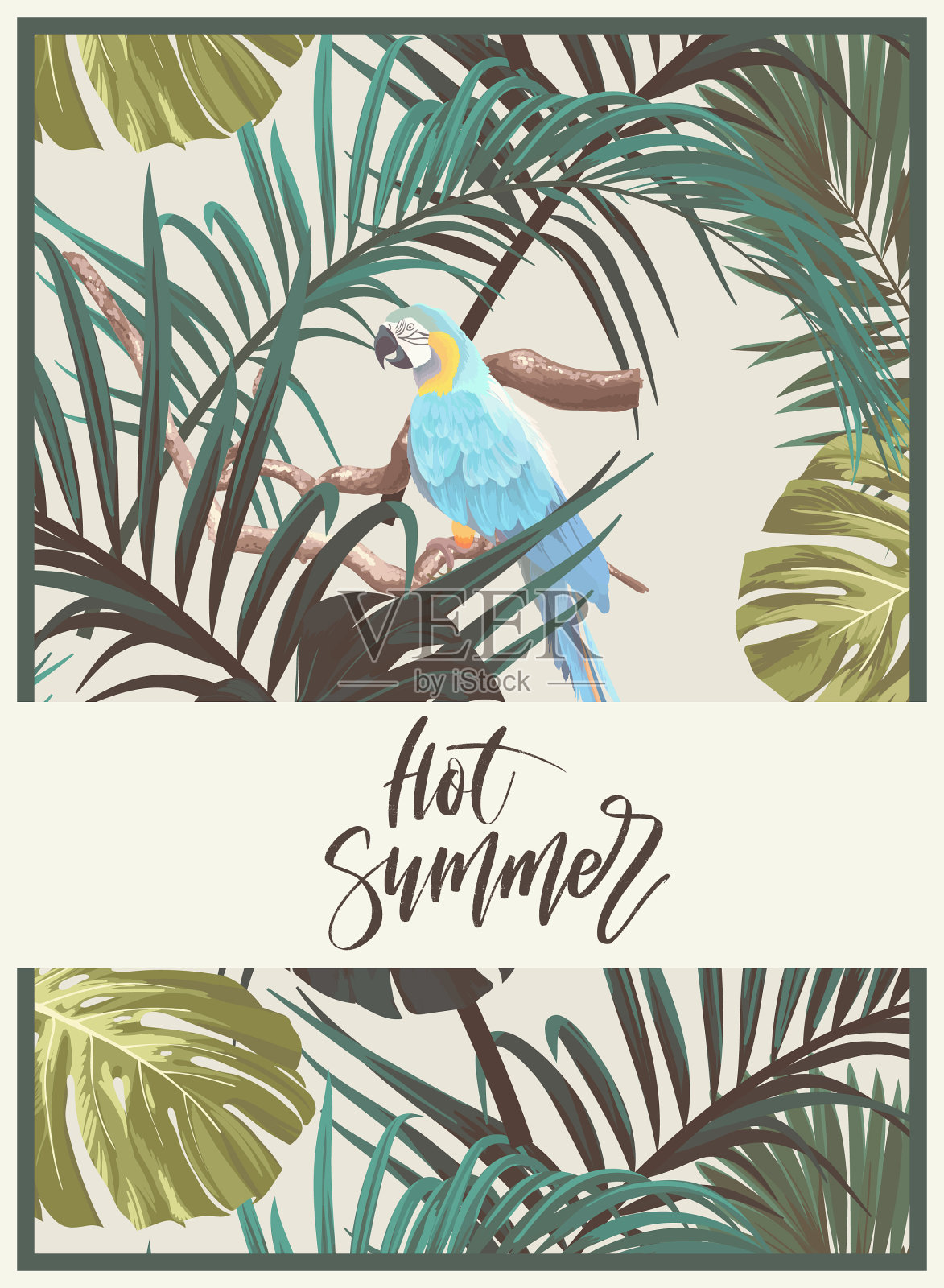 古老的热带设计，奇异的怪物和插画图片素材