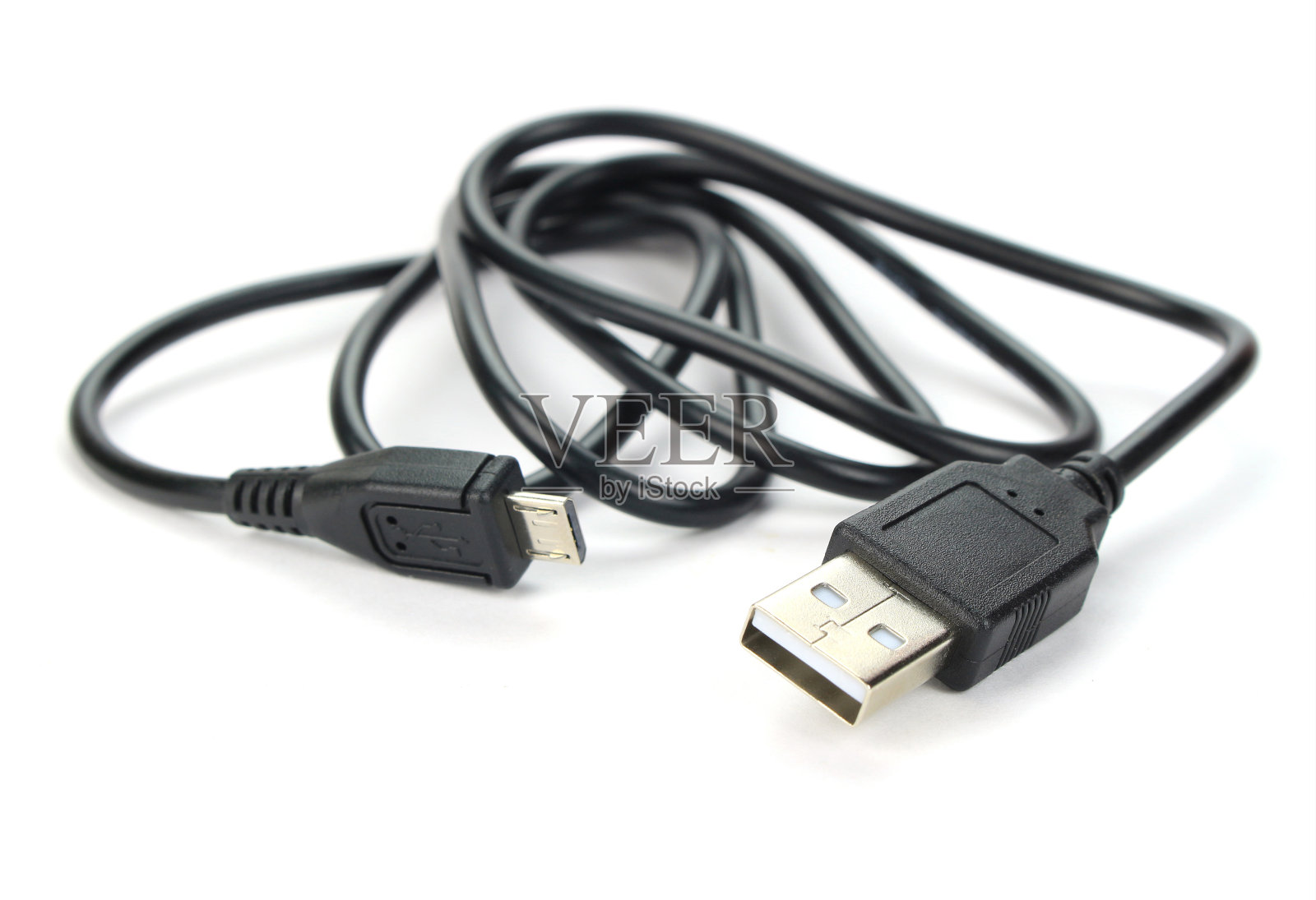 手机充电器电缆隔离白色背景照片摄影图片