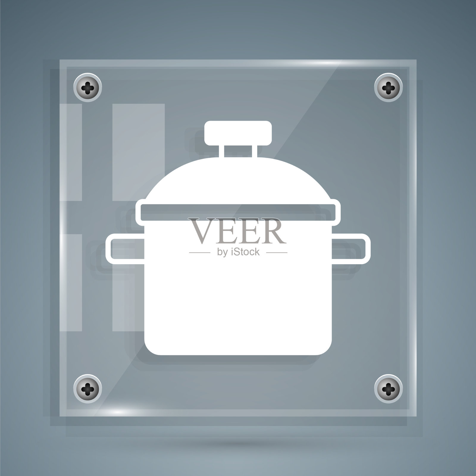 白色的锅图标孤立在灰色的背景插画图片素材