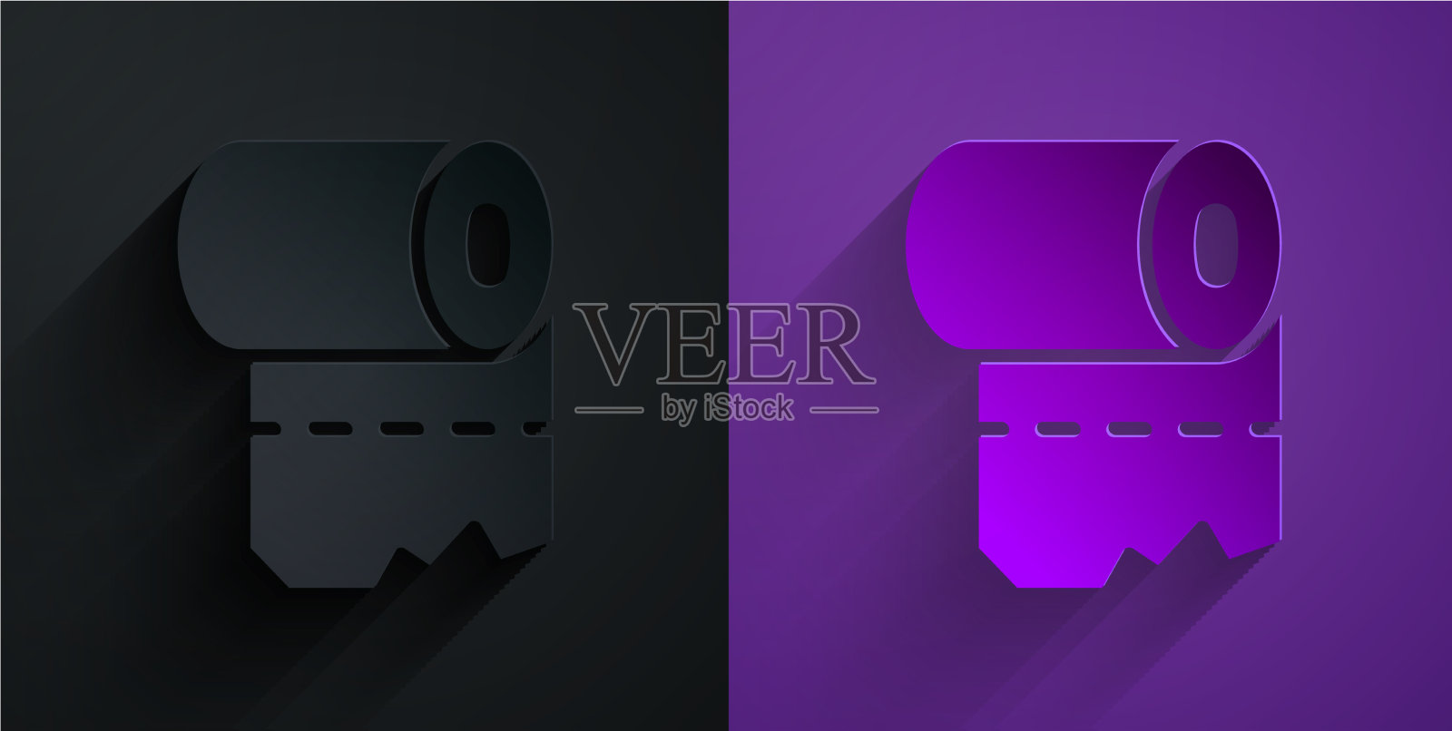 纸剪厕纸卷图标孤立在黑色图标素材