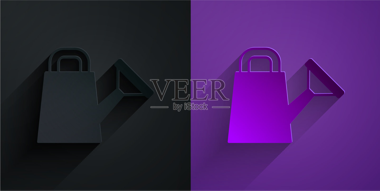 剪纸泼水罐图标孤立在黑色上图标素材