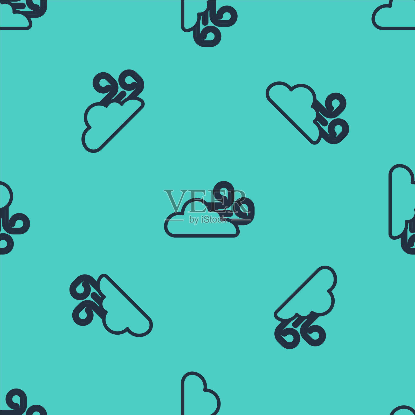 黑线大风天气图标隔离无缝插画图片素材