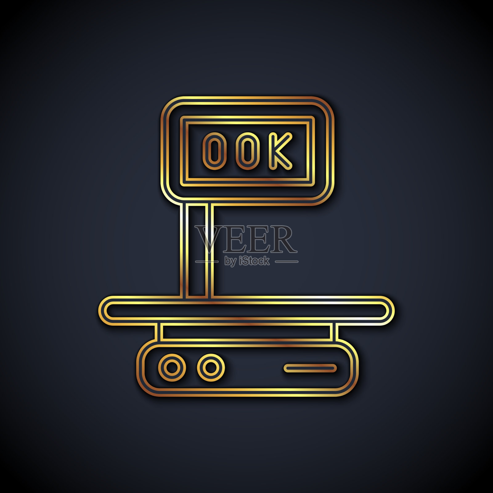 金线电子秤图标隔离在黑色上插画图片素材