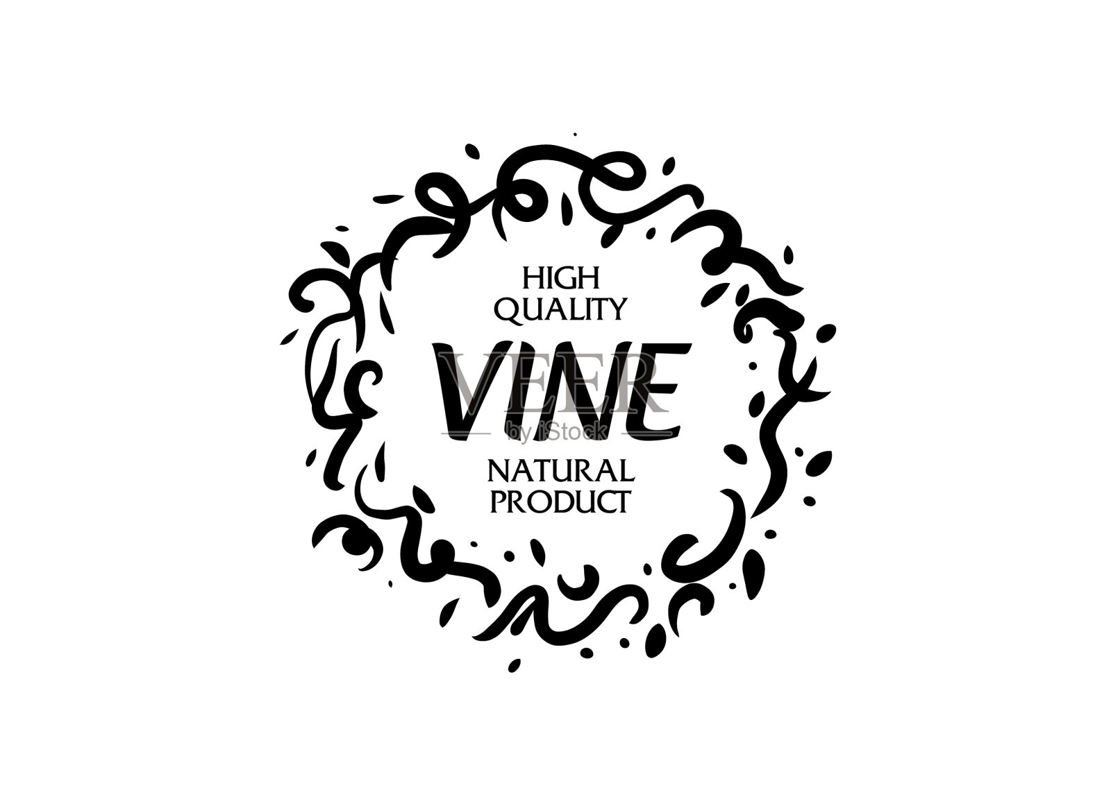 为葡萄酒设置手绘标志插画图片素材