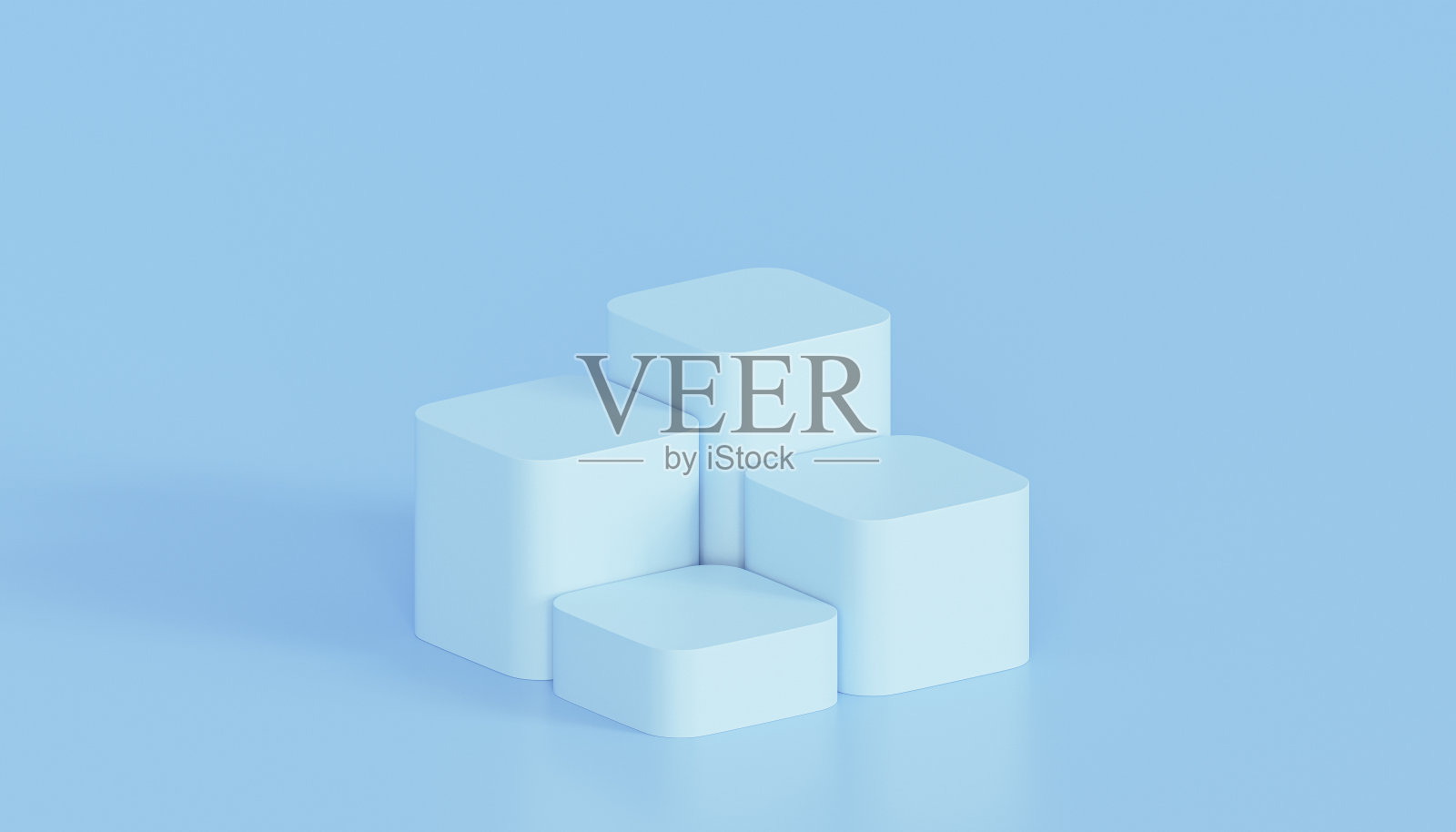 蓝色的平台或基座产品展示或广告在最小的背景，3d渲染照片摄影图片