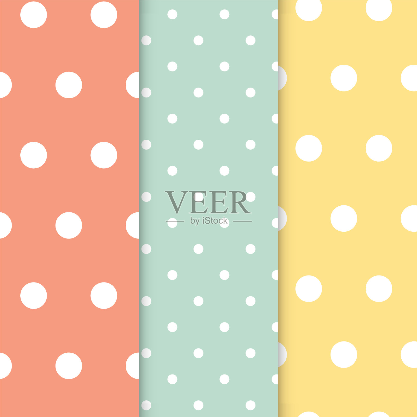 粉彩圆点无缝模式集插画图片素材