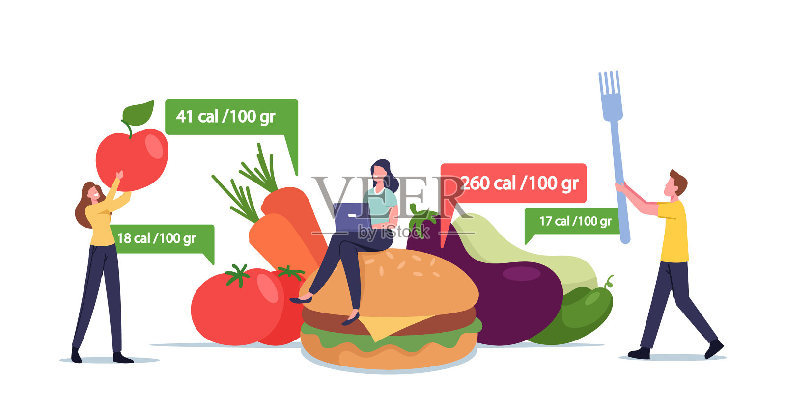 应用营养学和节食概念小男性插画图片素材