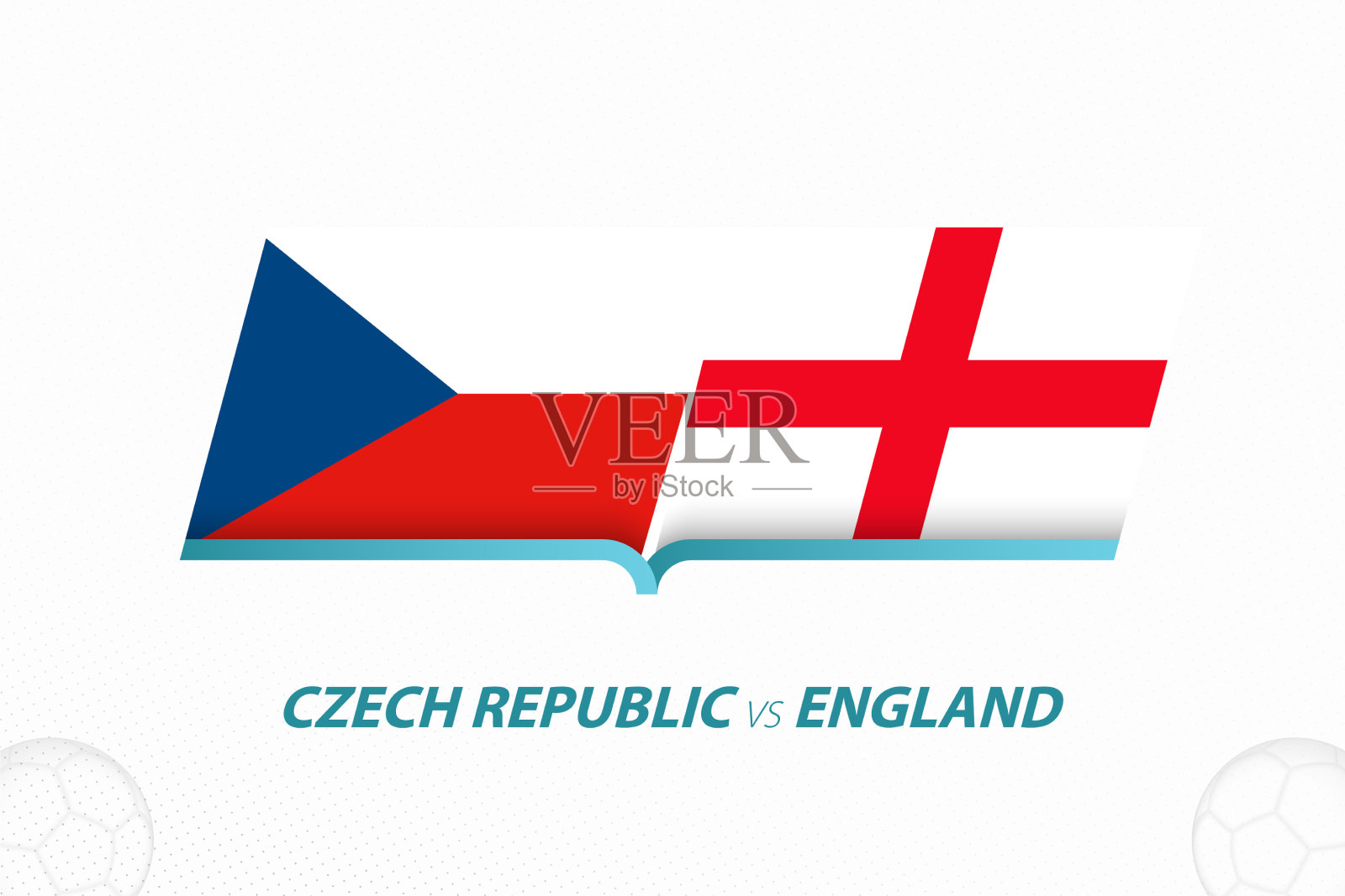 欧洲足球比赛中捷克对英格兰插画图片素材