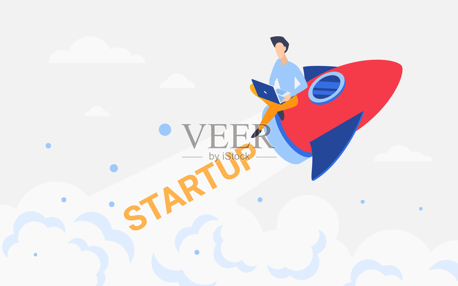 火箭商业创业概念商人插画图片素材