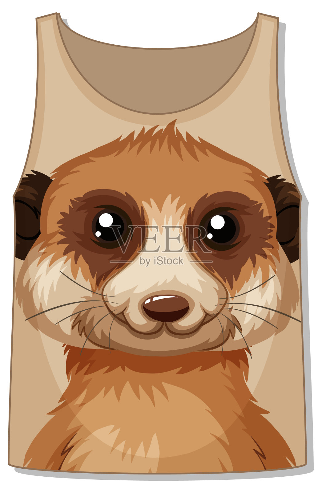 前背心无袖与猫鼬图案插画图片素材