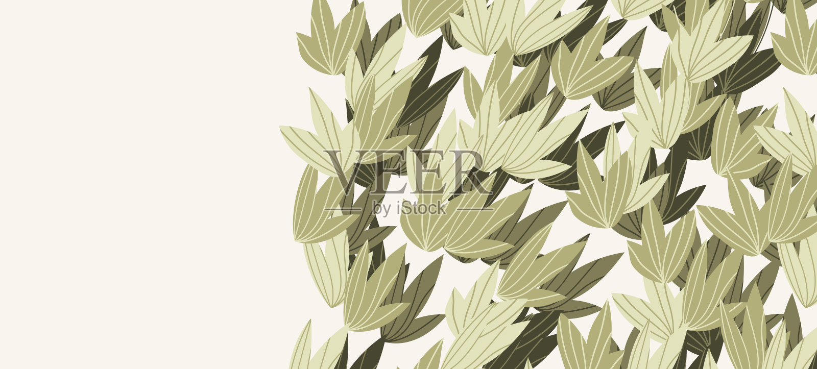 花网横幅与画的颜色异国情调的叶子。自然概念设计。带有夏日枝干的现代花卉组合。以生态、自然、环境为主题的矢量插图插画图片素材